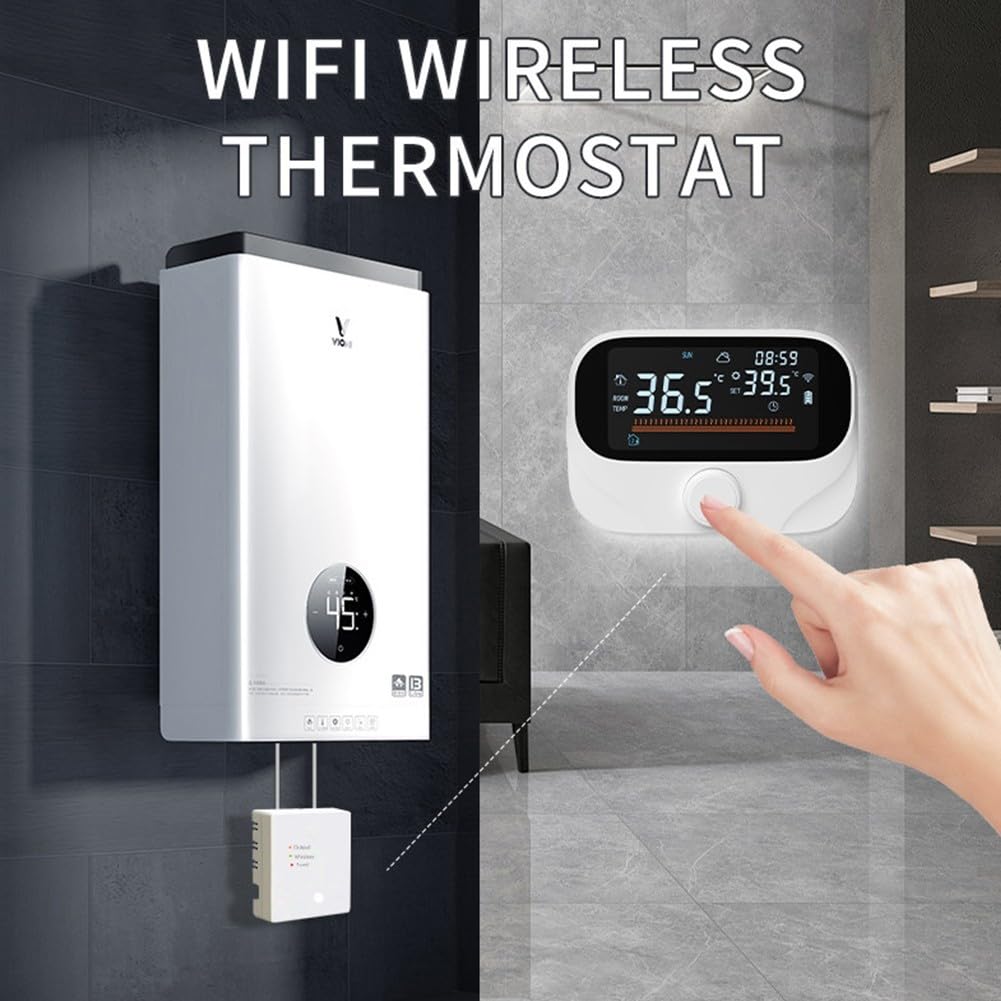 Termostato digital RF programable para habitación - Receptor Combipack, termostato inalámbrico inteligente de caldera RF WiFi con aplicación para Smart Life (WiTH3-WIFI)