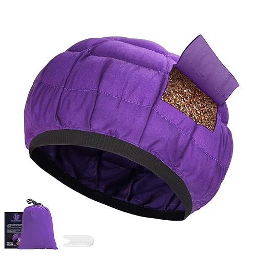 Beautybaby Cordless Deep Conditioning Heat Cap, Microwavable Treatment Steaming Heat Cap for Thermal Spa Curly Hair, 100% Natural Cotton Flaxseed