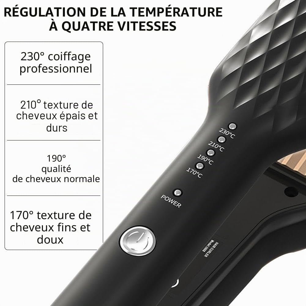 Fer à Gaufrer les Cheveux Cheveux, Gaufrière Reglable en Température, Chauffage Rapide, Pour Cheveux Longs et Courts, Donner du Volume