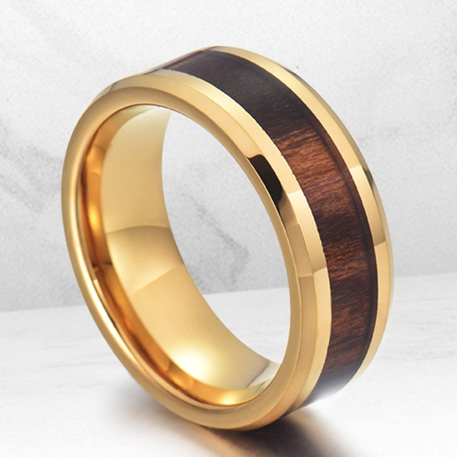 AmDxD 2 paia di collane in tungsteno, legno con incisione I Love You Partner, collana con ciondolo a forma di lui e lui, oro per donne, uomini, 8 mm di larghezza, 60 cm, collana da donna 50 cm,