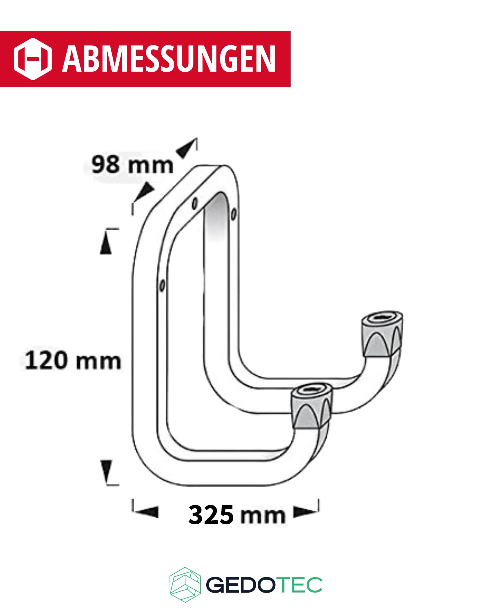 Gedotec Soporte de pared – Gancho de pared para atornillar acero galvanizado | DUO | 6 unidades ganchos para dispositivos Longitud: 325 mm incluye material de fijación | gancho multiusos de metal |