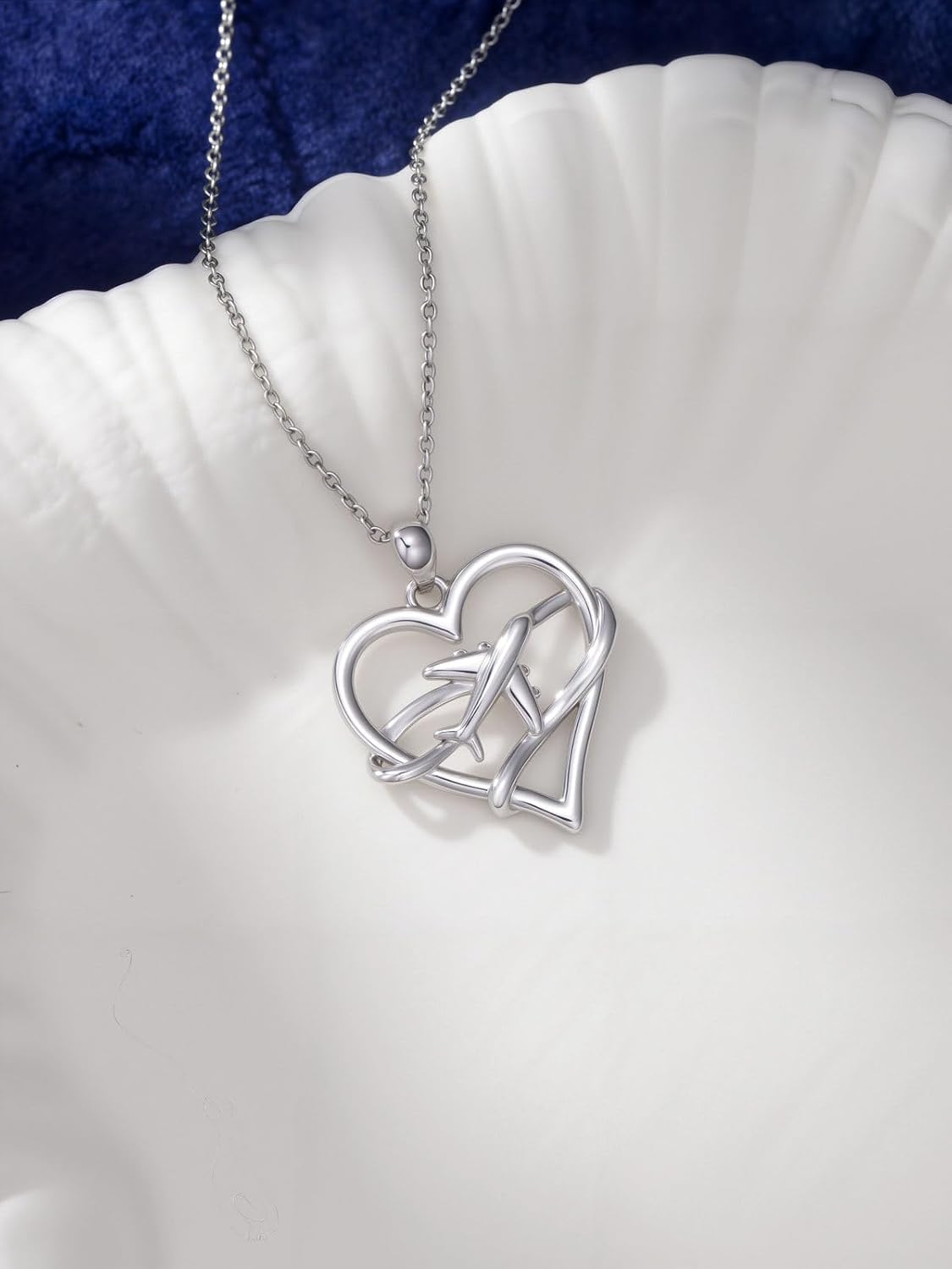 Airplane Necklace for Women 925 Sterling Silver Heart Airplane Jewelry Flight Attendant Gifts - Image 5