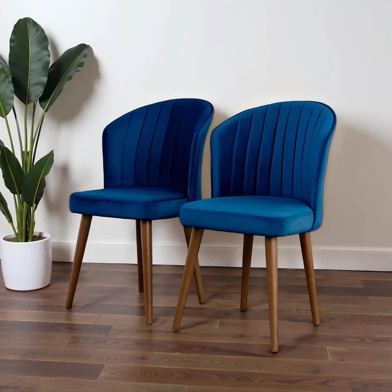 Dining Chair Set of 2 Velvet Navy Blue Sturdy Structure Room Effortlessly Chic