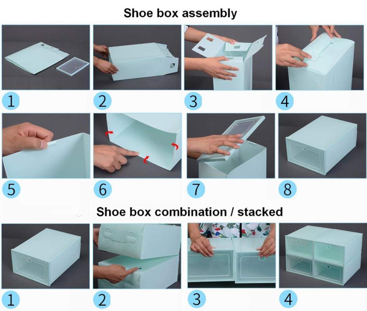 Schuhkarton 12St Schuhkarton-Set Multicolor Faltbarer Aufbewahrungs Kunststoff Klar Startseite Organizer Schuhregal Stapel-Speicher-Organisator,Transparent,35Cmx23Cmx14Cm