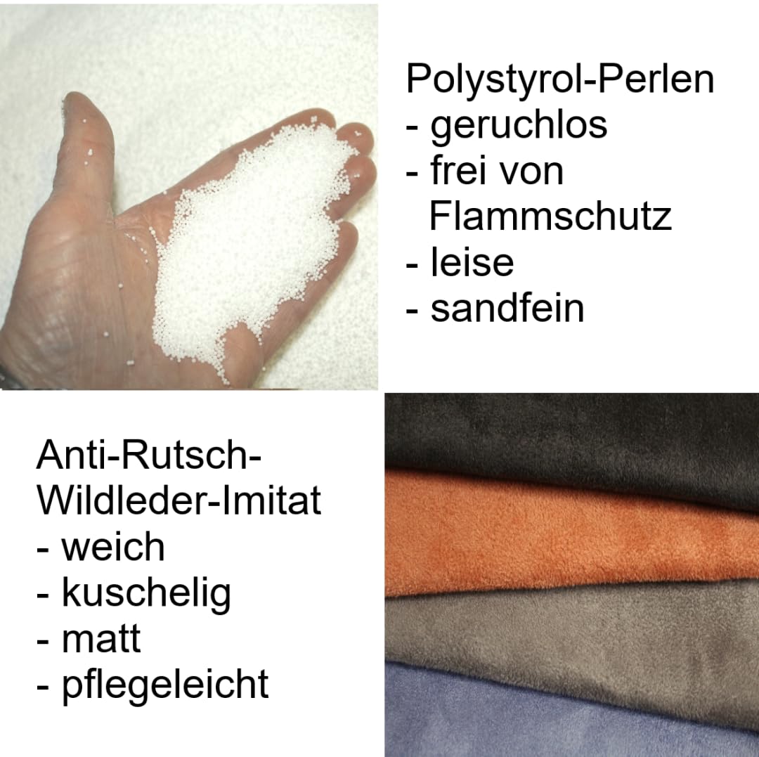 soft Buchkissen Lesekissen – frei formbarer Buchhalter für Bett - Handgefertigt aus Antirutsch Wildlederimitat & Mikroperlen – weich waschbar drehbar – anthrazit schwarz