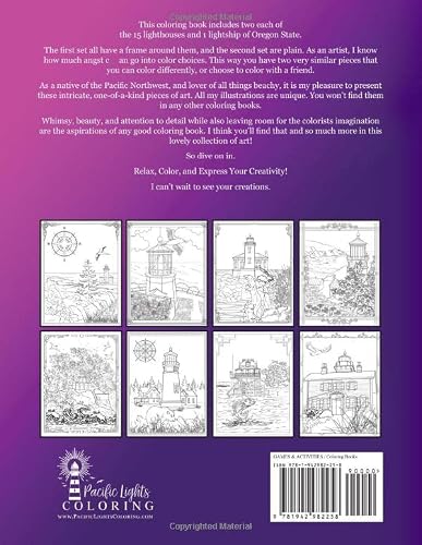Relax And Color The Lighthouses Of Oregon: An Adult Coloring Book, Including History And Information (Lighthouses Of The United States Coloring Books) #TOP1