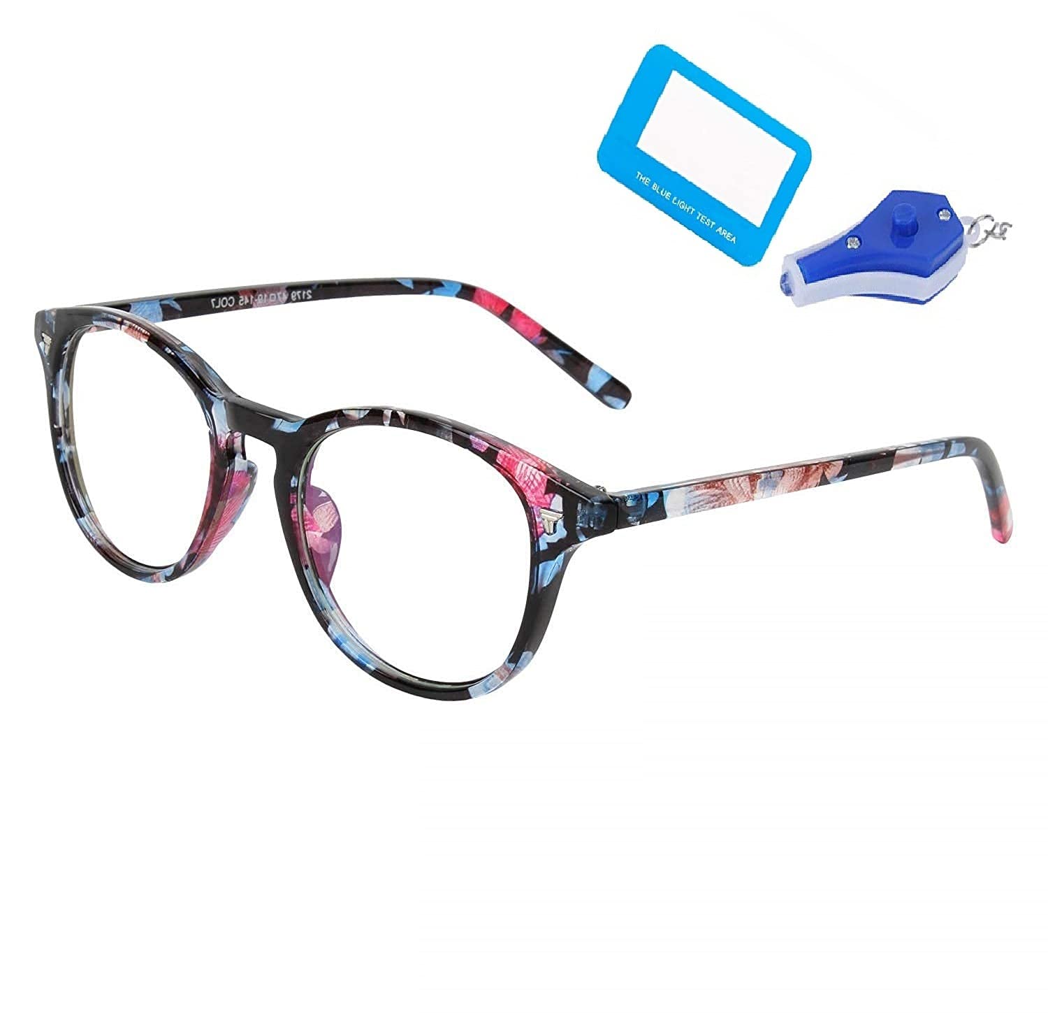 Roshfort Blue light blocking Computer glasses Anti Glare & UV Protected Spectacles | Zero power transparent Eyeglasses | Premium Round frame - For men and women (E-3, Stang Flower Print) (B091N6H5N1) Amazon Price History, Amazon Price Tracker