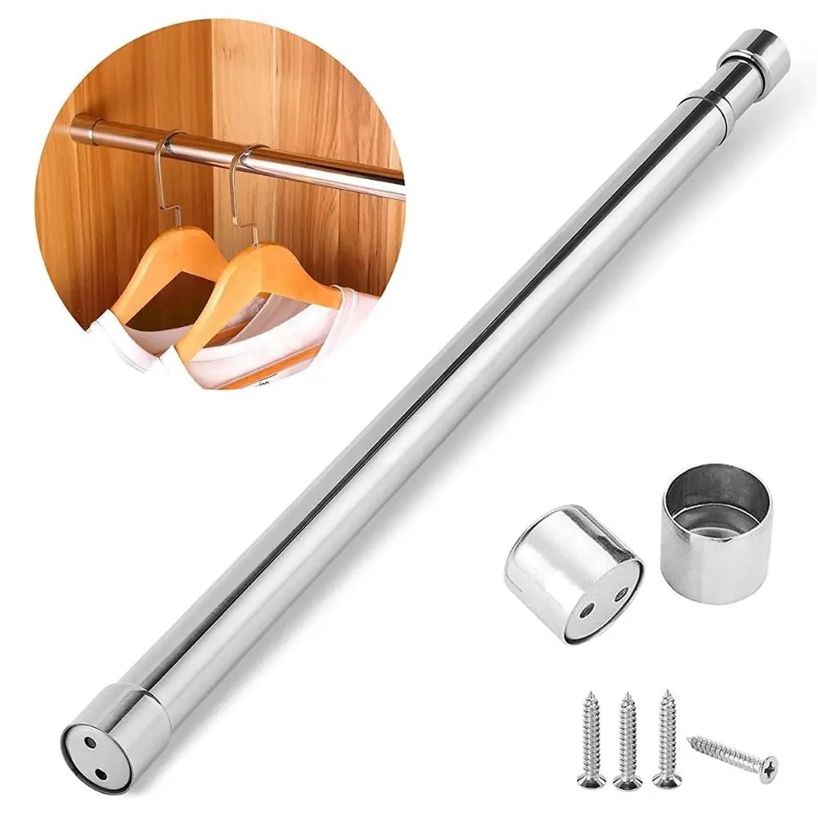 Tringle à rideau télescopique réglable, 2 pièces, tringle suspendre extensible en acier inoxydable, vêtements for garde-robe Pour Salle de Bain(47-80cm)