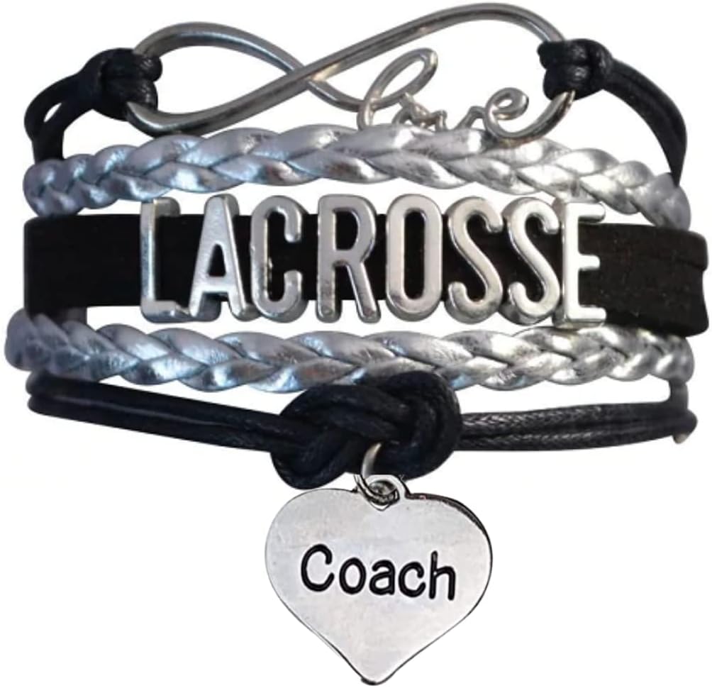 Lacrosse Coach Bracelet- Black and Silver Lacrosse Jewelry for Women - Thank You Gift For Lacrosse Coaches