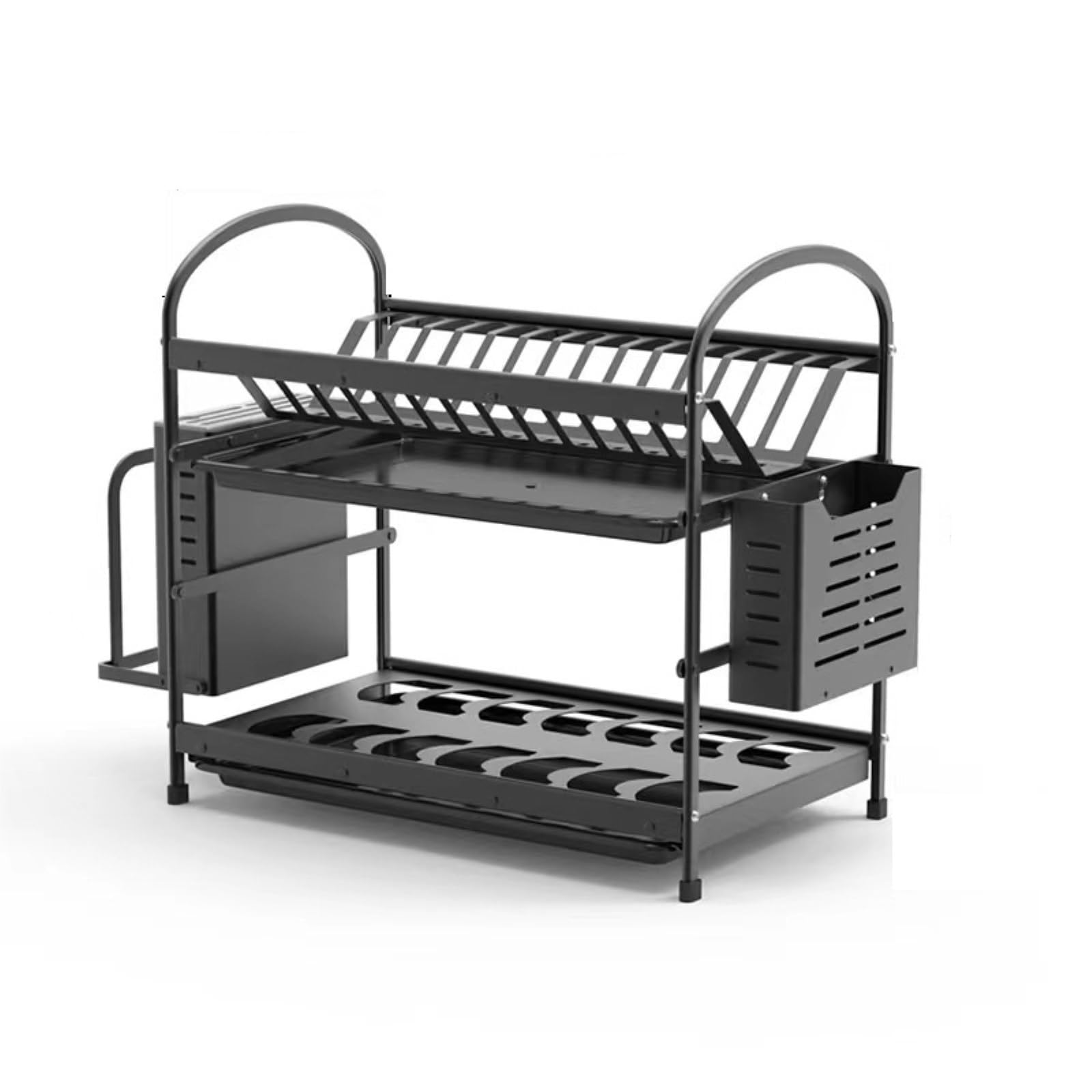 Lkvent dish drainer 2-Tier Dish Drying Rack Dish Racks for Kitchen Counter Space-Saving Kitchen Counter Organizer with Cutlery Holders drying