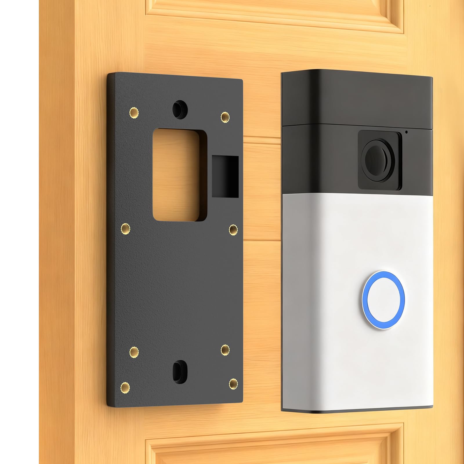 Photo 1 of No-Drill Ring Doorbell Mount for Ring Battery Doorbell (2nd-2024 Release)/Plus/Pro, Rng Video Doorbell(2nd-2020 Release)/1/2/3/3 Plus/4, Doorbell Mount Plate with 2* Adhesive Tapes for Apartments