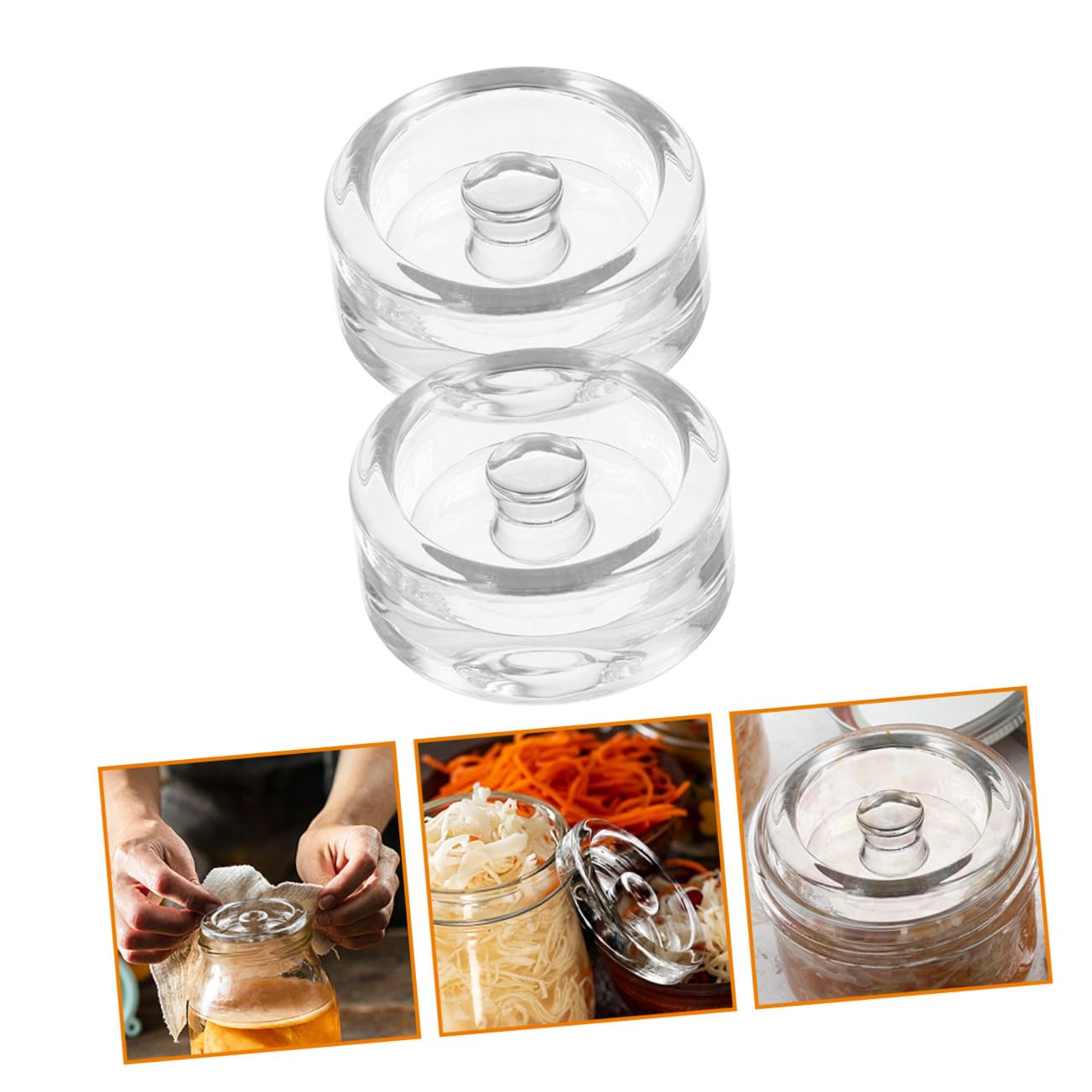 2 Stück Glasgewichte aus Glas mit Einfachem Griff zum Fermentieren von Gemüse und Gurken Breiter Öffnung Gärgewichte für Fermentation Zuhause