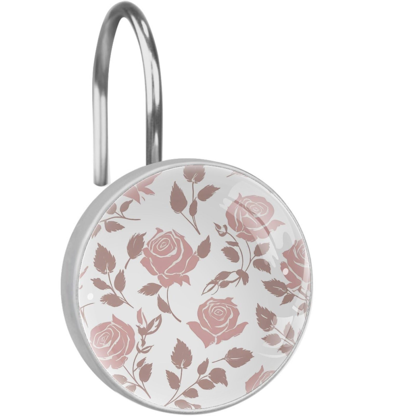 VAPOKF Decorative Shower Curtain Hook, Sketch Rose Rustproof Stainless Steel Shower Curtain Hook for Bathroom, Shower Curtain Hangers for Shower Rod
