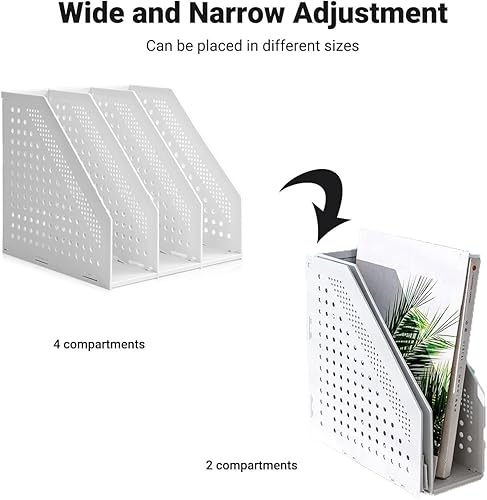 Miniatura 5 de SAYEEC Archivador de escritorio para archivos, 3 secciones, de plástico, huecos, organizador plegable, archivador, estantes divisores, exhibición y