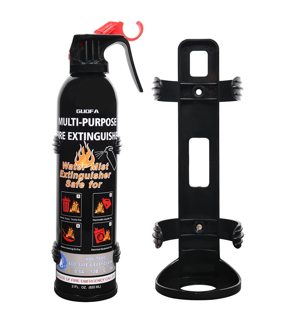1 Pack Water-based Fire Extinguisher for Car, Versatile Home Fire Extinguisher for A B C K Fires, Easy to Use Extinguisher with Mount for House/Kitchen/Boat/Garage