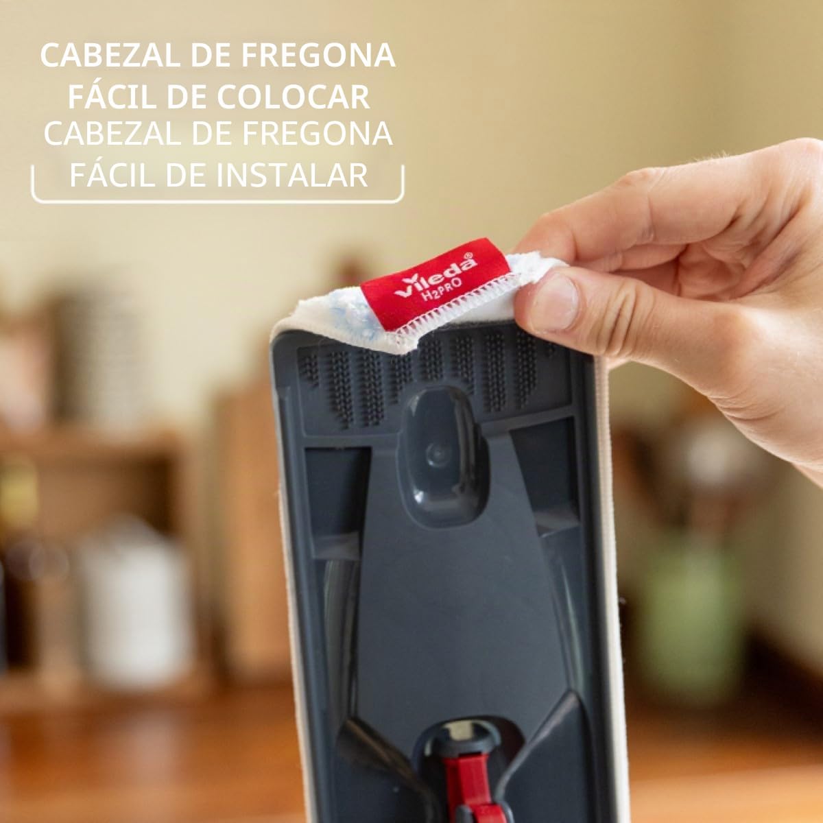 Vileda H2prO - Juego de fregona Plana y Cubo | Separación de Agua 100% Limpia y Sucia | Mopa de Pared, Herramienta de Limpieza de zócalos | Cabezal de fregona de Microfibra Reutilizable Lavable a