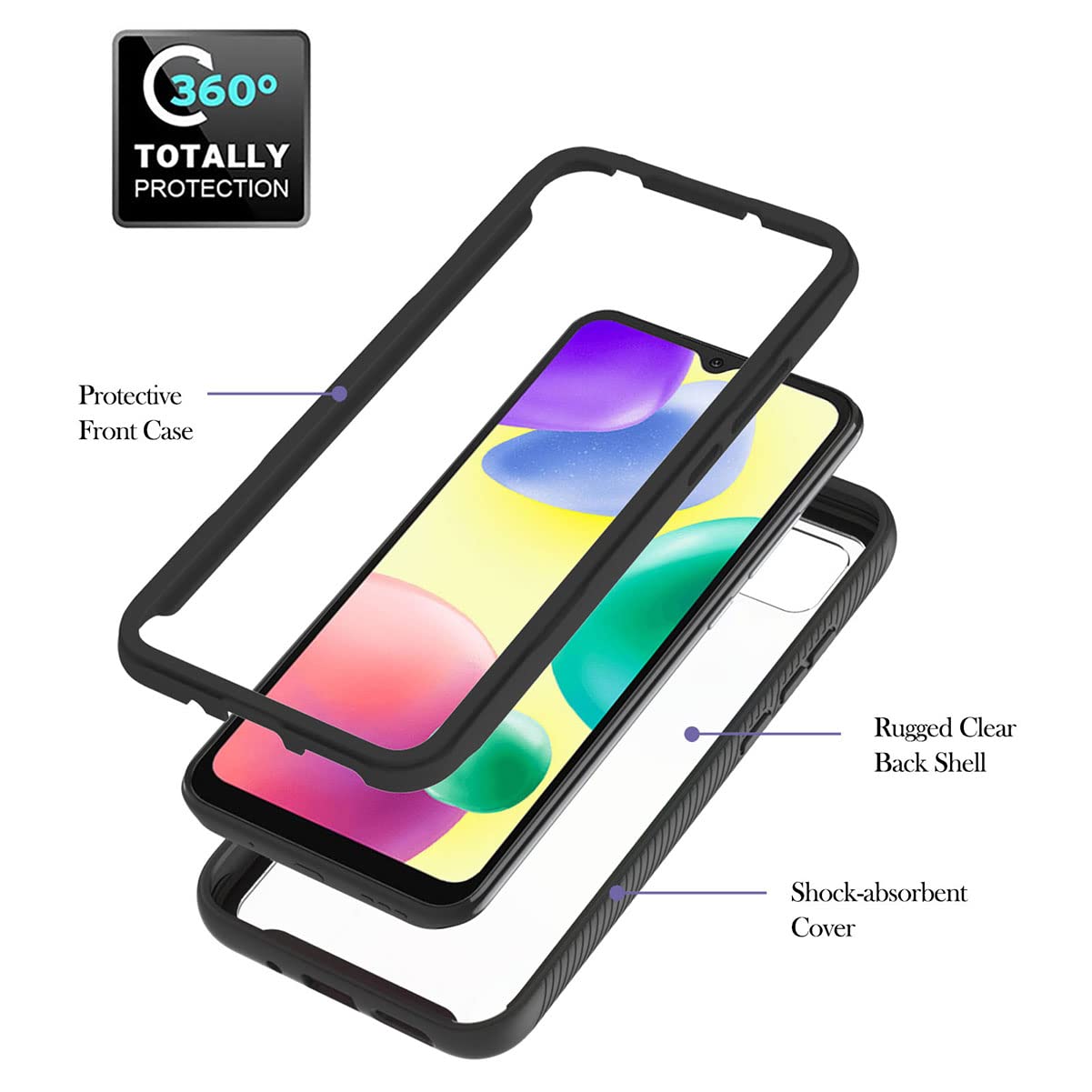 PIXFAB Custodia Antiurto Per Xiaomi Redmi 9AT/9A Con Anello E Cavalletto – Rosso - 3