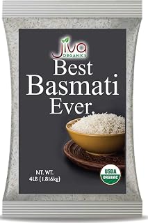 Organic Basmati Rice 4 LB Bag - Pure, Extra Long, Premium Quality from India - by Jiva Organics