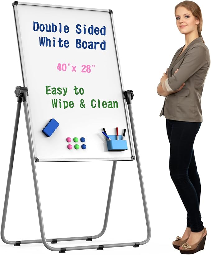 UIFER Double Sided White Board with Stand 40x28 Portable