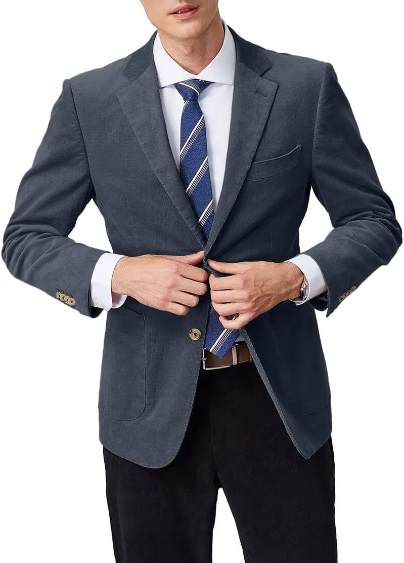 Men Corduroy Suit Jacket Slim Fit 2 Button Mens Casual Blazer Vintage Winter Corduroy Sport Coat for Men Work Jackets