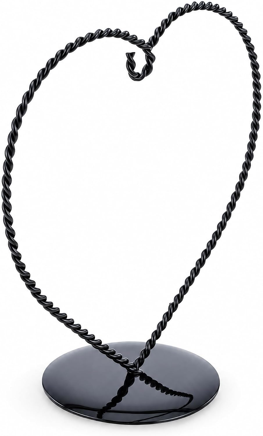 Heart-Shaped Twisted Black Painted Metal Ornament Display Stand 6.2 Inches
