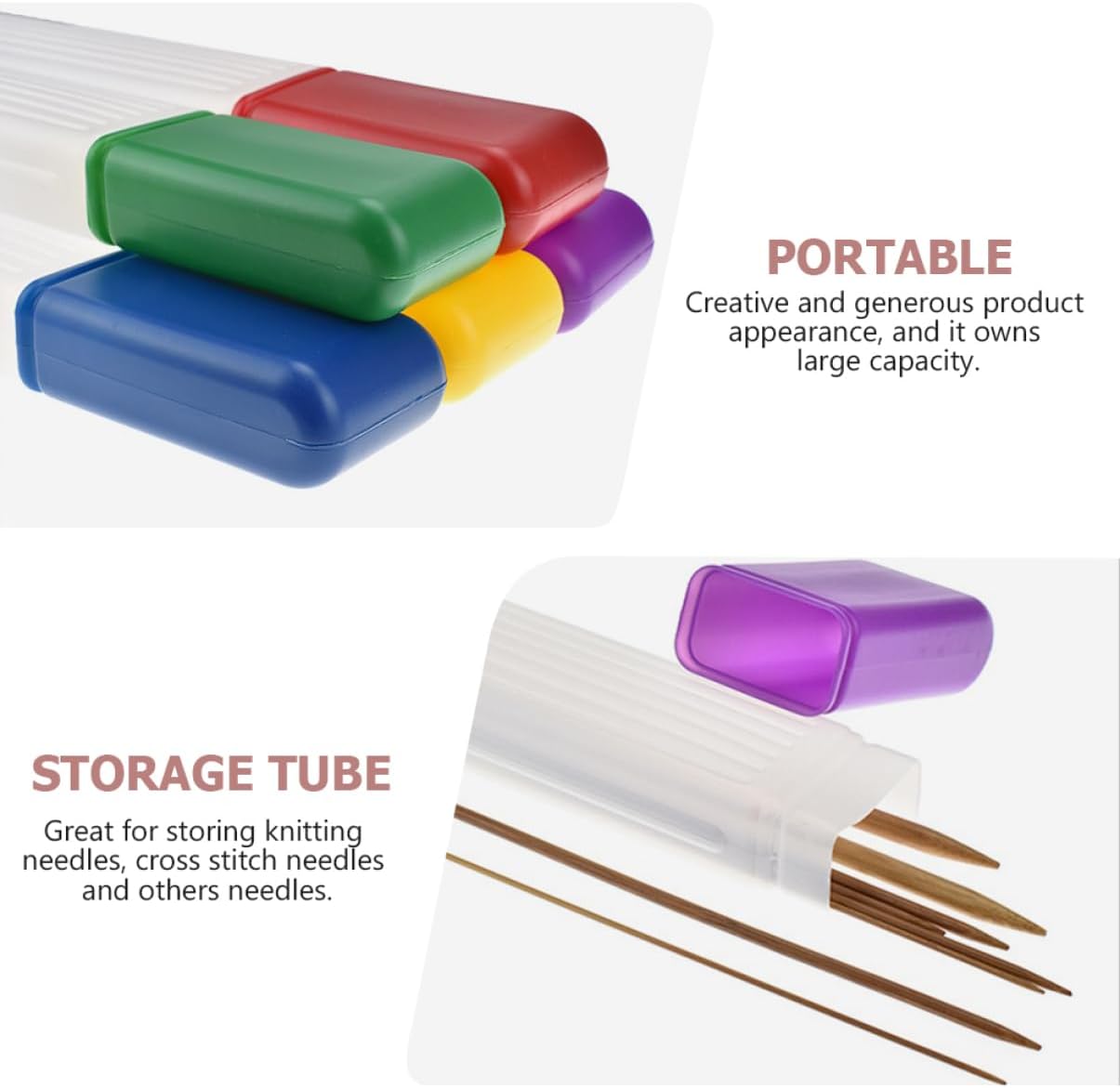 BATHVEVE 5pcs Plastic Knitting Needle Storage Tubes Sewing Needle Organizing Bottles for Easy Carrying for Knitting and Crochet Projects