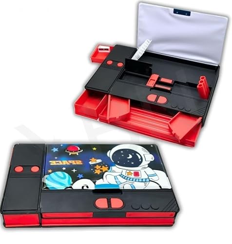 YBN Jumbo Pencil Box for Kids - Multi-Compartment Space Design, Multi-Purpose Hard Plastic School Stationery Kit, Large Capacity Pen Case with Sharpener