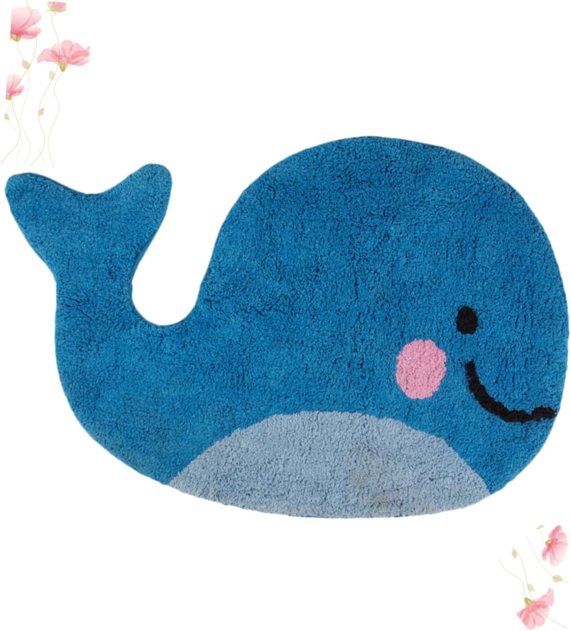 1Pc Skid Whale Pattern Floor Mat Cartoon Doormat for Home Kitchen Bathroom and Entryway Soft and Absorbent Blue