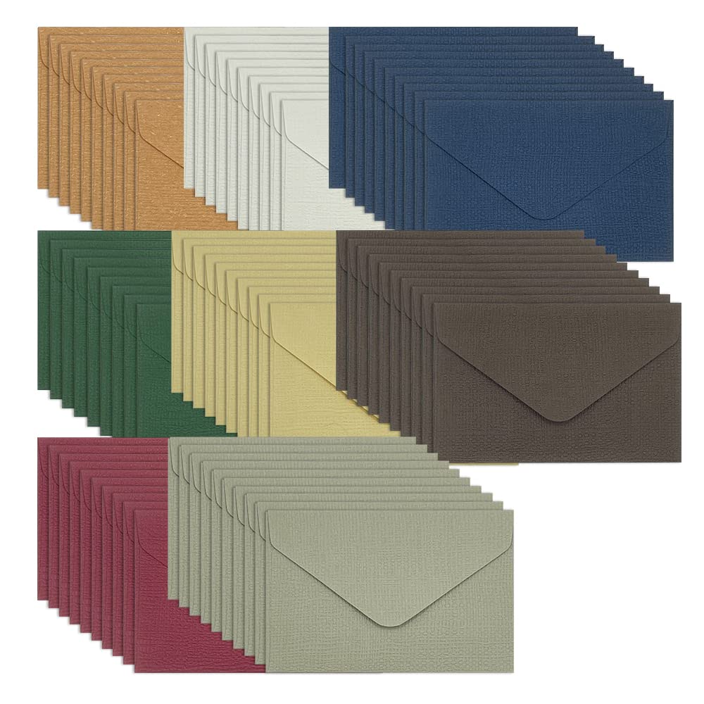 WYAN Mini Envelopes Coloured- 80 Pcs 105x70 mm Envelopes, Hemp Weave Texture, Money Envelope, for Thanksgiving Wedding Birthday Party Supplies and Invitations (8 Colors)
