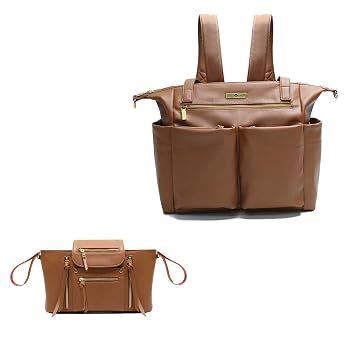 miss fong Diaper Bag Backpack, Baby Bag,Leather Diaper Bag Tote, Diaper Tote Bag Backpack with Changing Pad,with Stroller Organizer