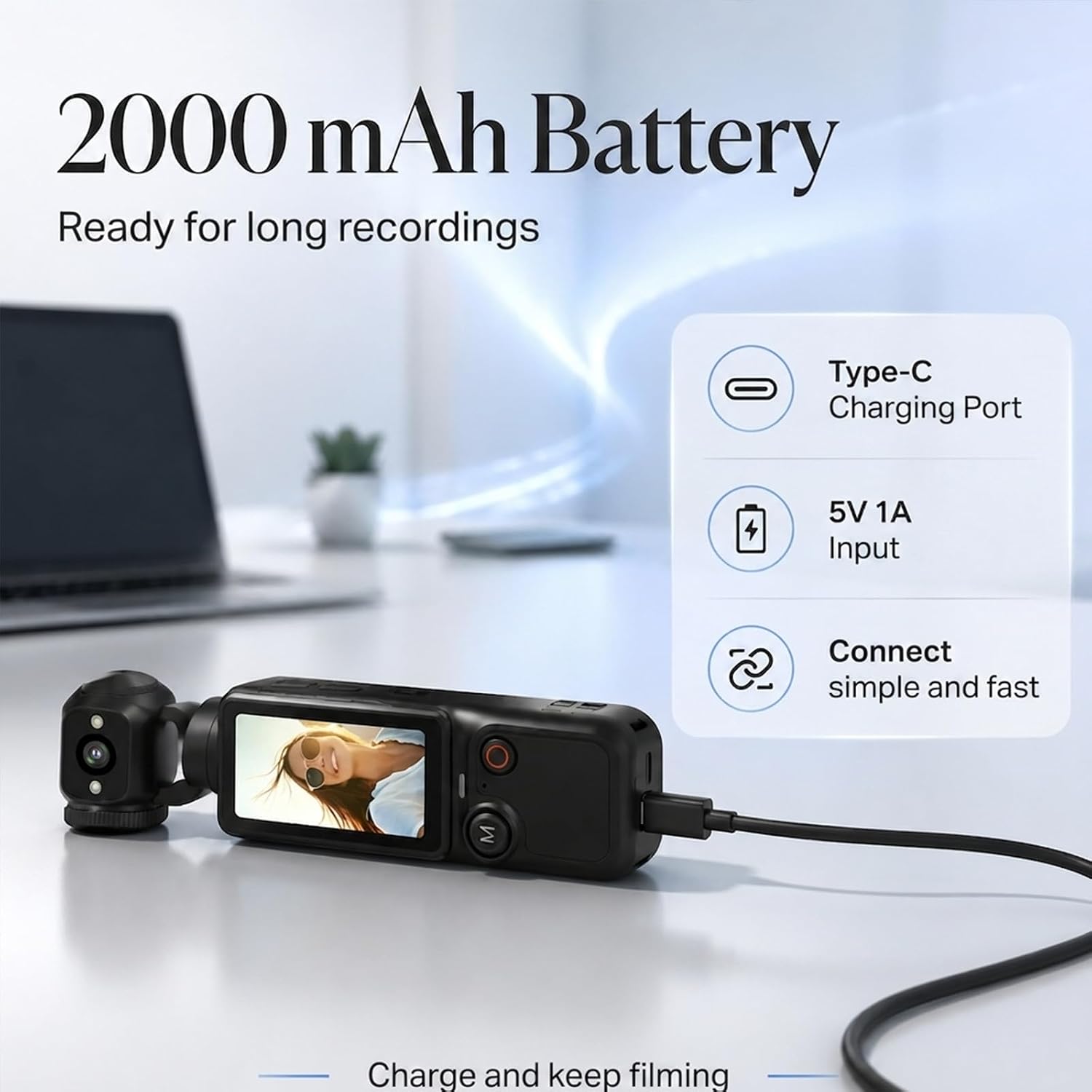 Molegar Mini Vlogging Camera Portable Handheld Video Camcorder with 180° Rotating Lens, 5MP HD Recording, 2000mAh Battery,64GB Card, One Button Recording Pocket Cam for Travel, Daily Life