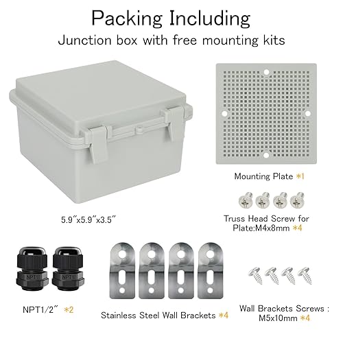 Miniatura 5 de HoHaing Caja de conexiones IP65 Caja eléctrica impermeable para exteriores, caja de proyectos de plástico ABS con bisagras, caja de caja universal