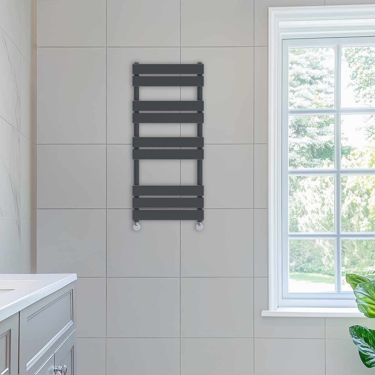 NRG Contemporary Flat Panel Bathroom Heated Towel Rail Radiator Warmer Rad 1000x450 Anthracite — image 1