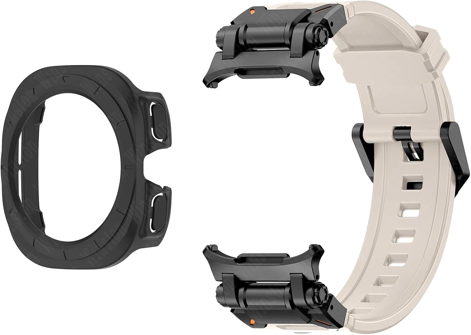 2 in 1 Strap Case for Samsung Galaxy Watch 7 Ultra 47mm Silicone Bracelet Screen Protective Case Cover for Galaxy Watch 7 Ultra WatchBands