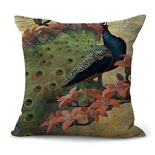 Hengjiang WEIANG Animal Cushion Covers Cartoon Deer Giraffe Elk Peacock Painting Cotton Linen 18x18/45x45cm Throw Pillow Cases For Home Sofa Bed Decorative