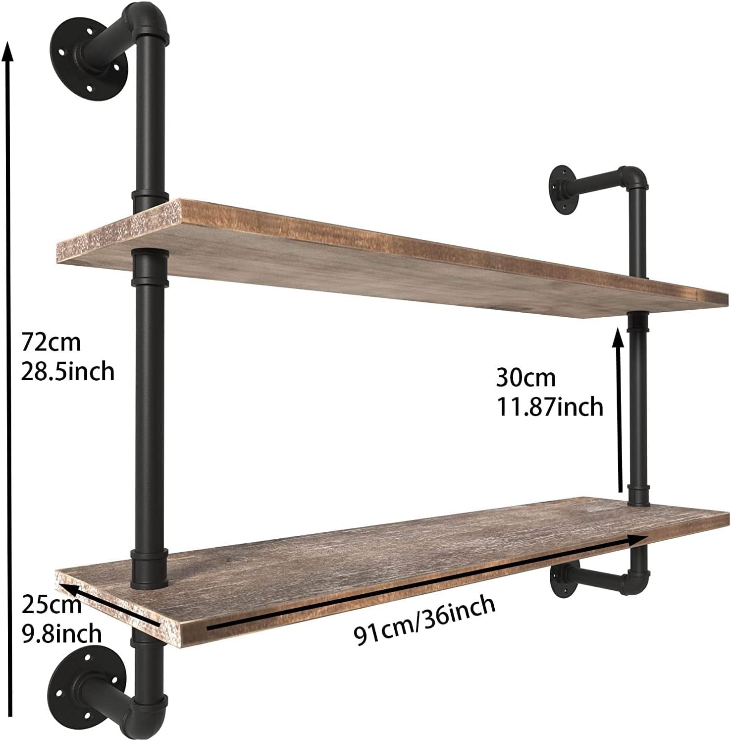 pipe shelves industrial pipe shelving shelves real wood industrial floating pipe shelves with wood planks 36 inch wall shelves rustic hanging bookshelf farmhouse kitchen bar shelving brown 2tier36in