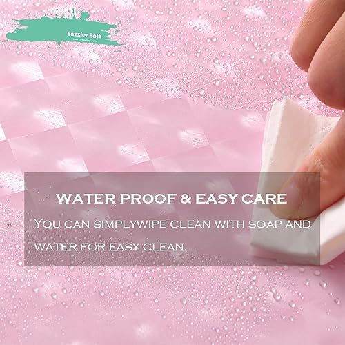 Miniatura 4 de Cortina de ducha de plástico 3D rosa rubor, 72 x 72 pulgadas, cortina interior de plástico fino y ligero con ojales metálicos inoxidables e imanes