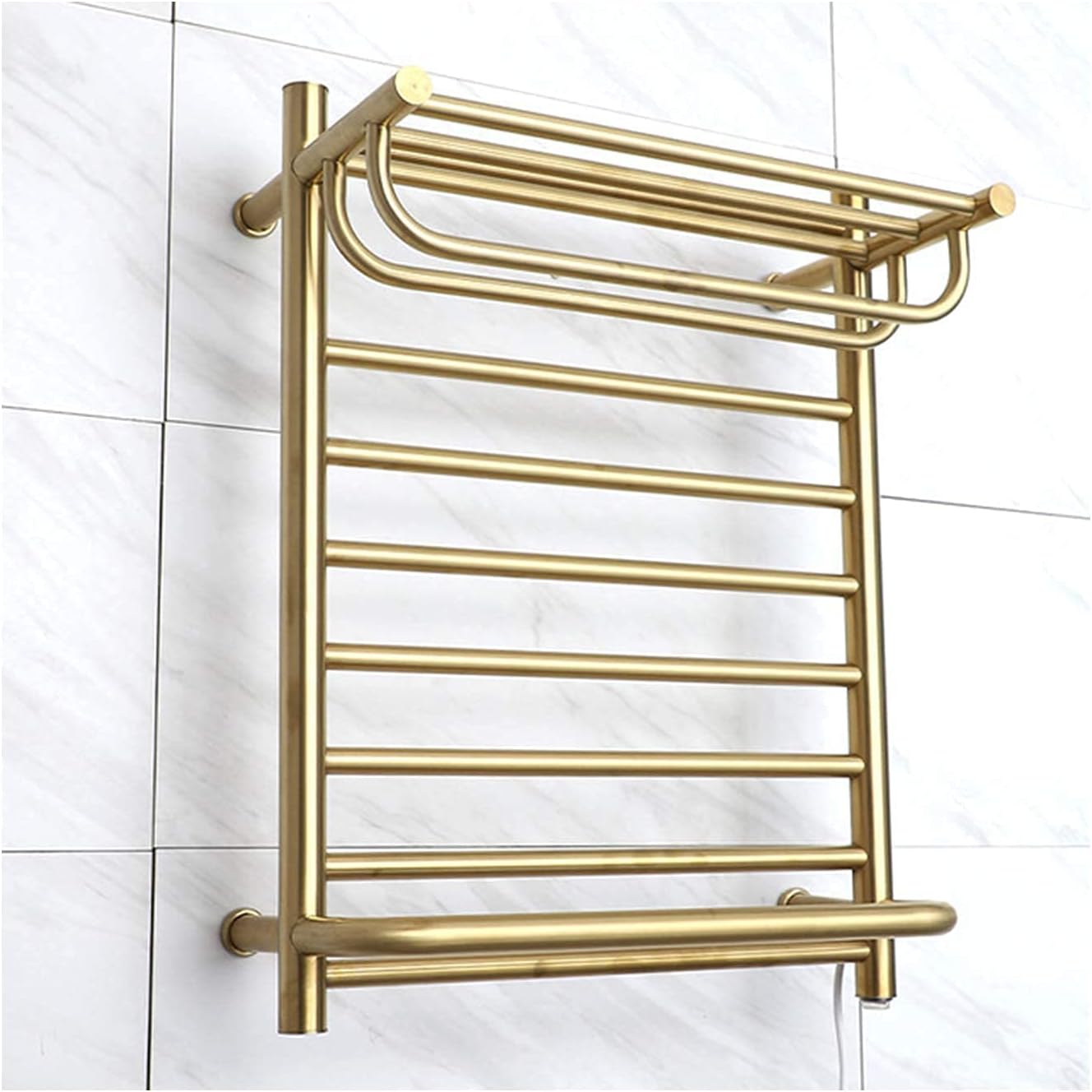 Gold Color Electric Wall Mounted Towel Warmer Rail Heated Rack 304 Stainless Steel Towel Warmer Rack for Bathroom (Gold-Hard Wired