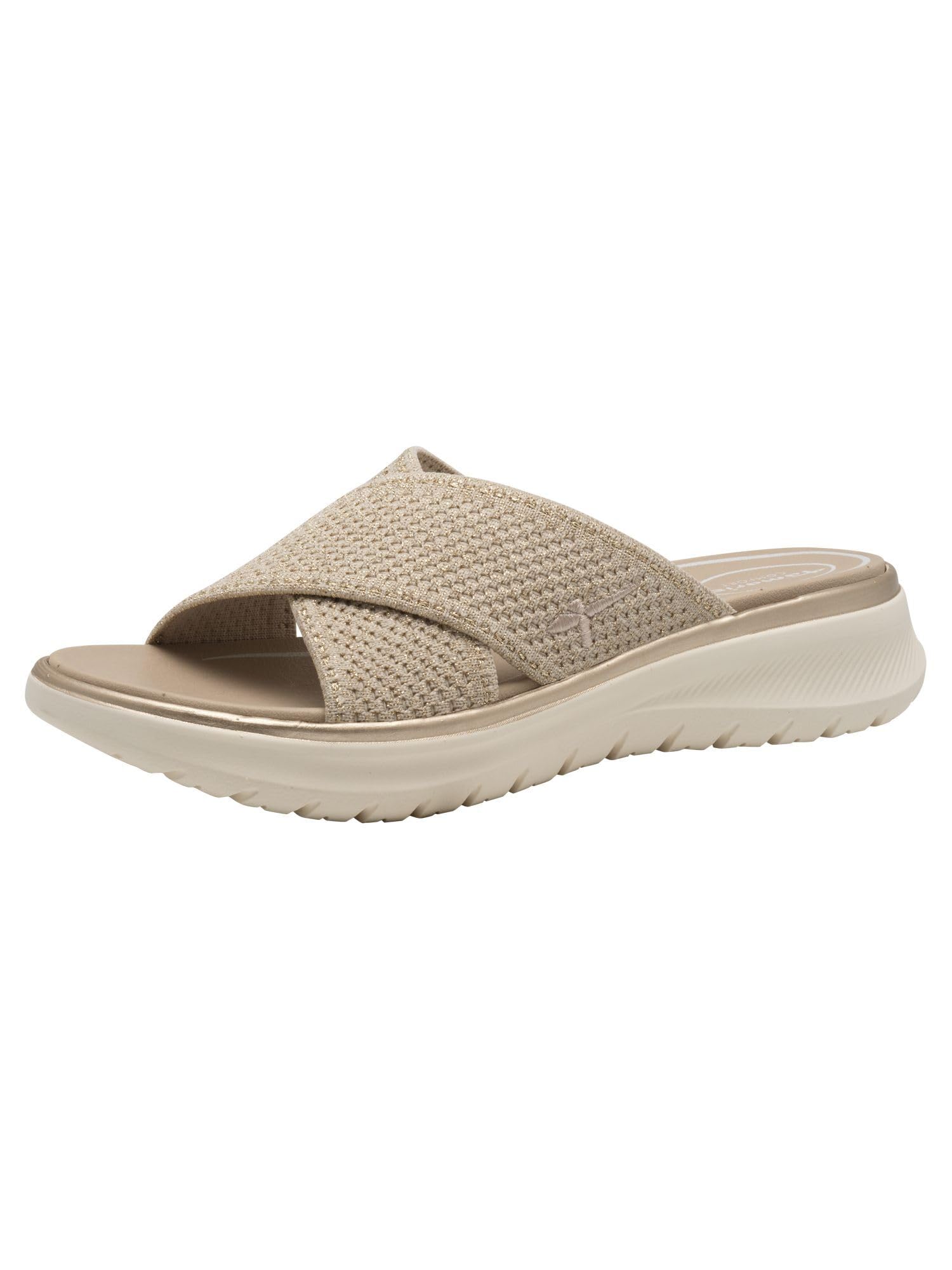 Tamaris Comfort Women’s Mules with Chunky Sole Vegan, Beige/Gold, 3,5 UK