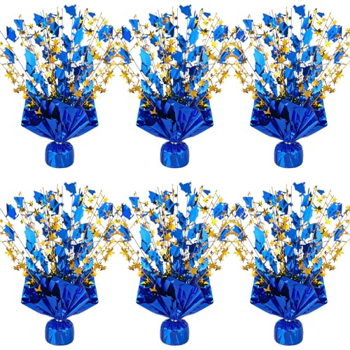 Image of 6 Packs Graduation Decorations Centerpieces for Tables Metallic Foil Star Graduate Cap Burst Tabletop Display in Blue and Gold for 2026 Grad Ceremonies Celebrations Party Decor Supplies 12 inch