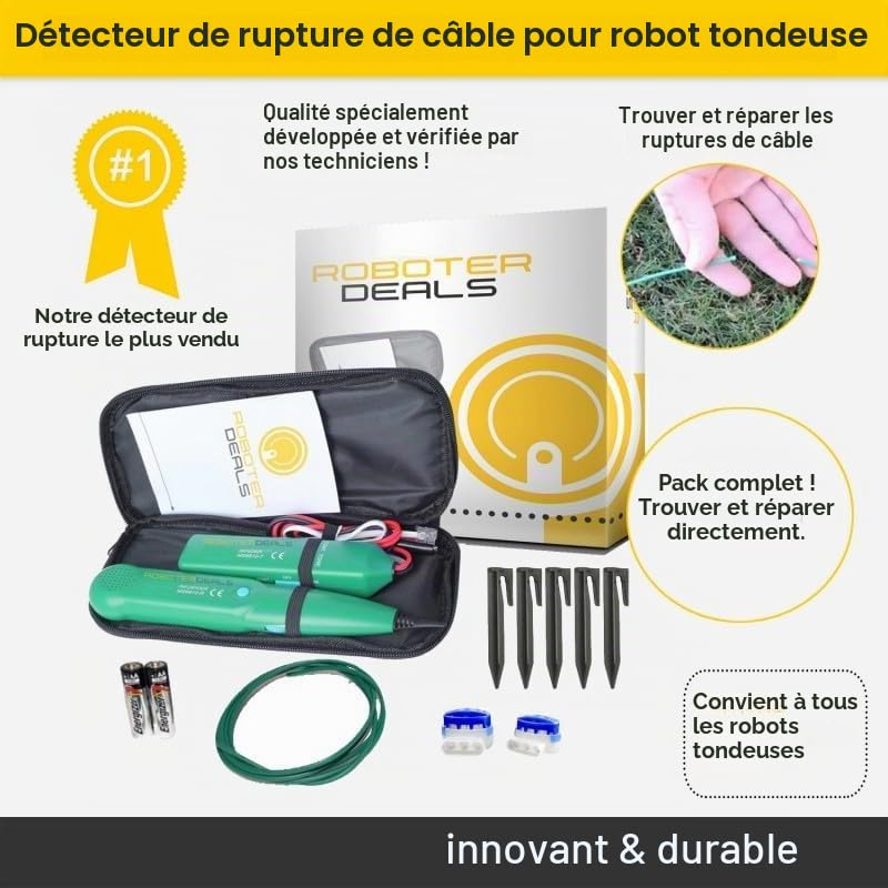 Roboter Deals - Détecteur de rupture de câble, détecteur d'erreurs de boucle pour tous les robots tondeuses, robots tondeuses à gazon avec fil de délimitation, kit de réparation avec fil, connecteur