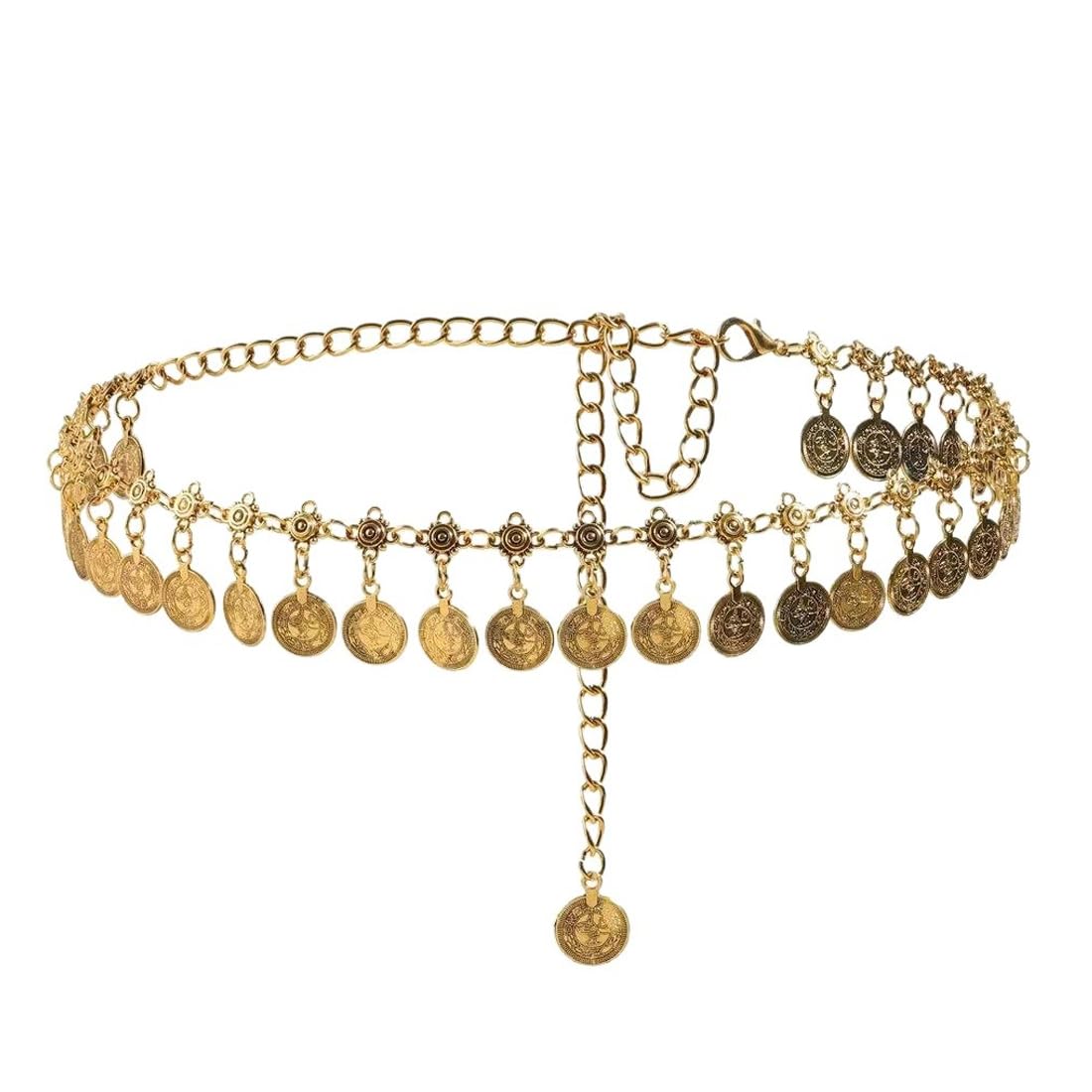 Cadena de cintura de Oro para Mujer, Cadenas de Cuerpo, Cadena de Cintura con Borlas Doradas, para Vestidos de Jeans