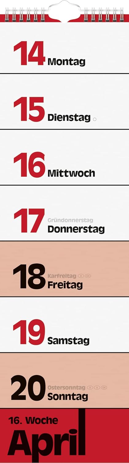 BRUNNEN Weekly calendar 2024, 1 page = 1 week 13 x 45 cm, white