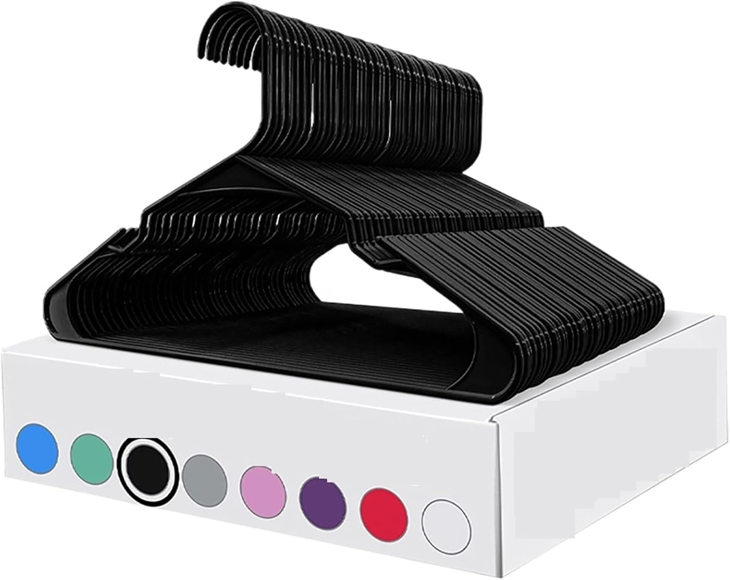 Coat Hanger Home Clothes Hangers - Plastic Space Saving Coat Hanger with Shoulder Grooves for Closet(Black,Pack of 20)