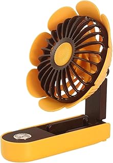 ハンディファン 携帯扇風機 ひまわりの形の充電式USBテーブルファン静かな夏の装飾、3つの調整可能な速度付き ハンディ扇風機 (Color : Yellow, Size : 10.5*11*13cm)