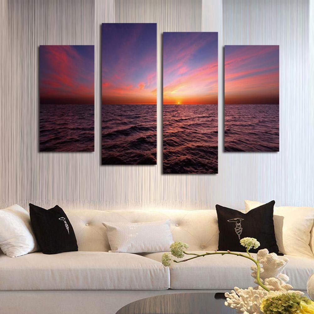 Peinture sur toile art mural pour salon décoration maison paysage mer coucher de soleil