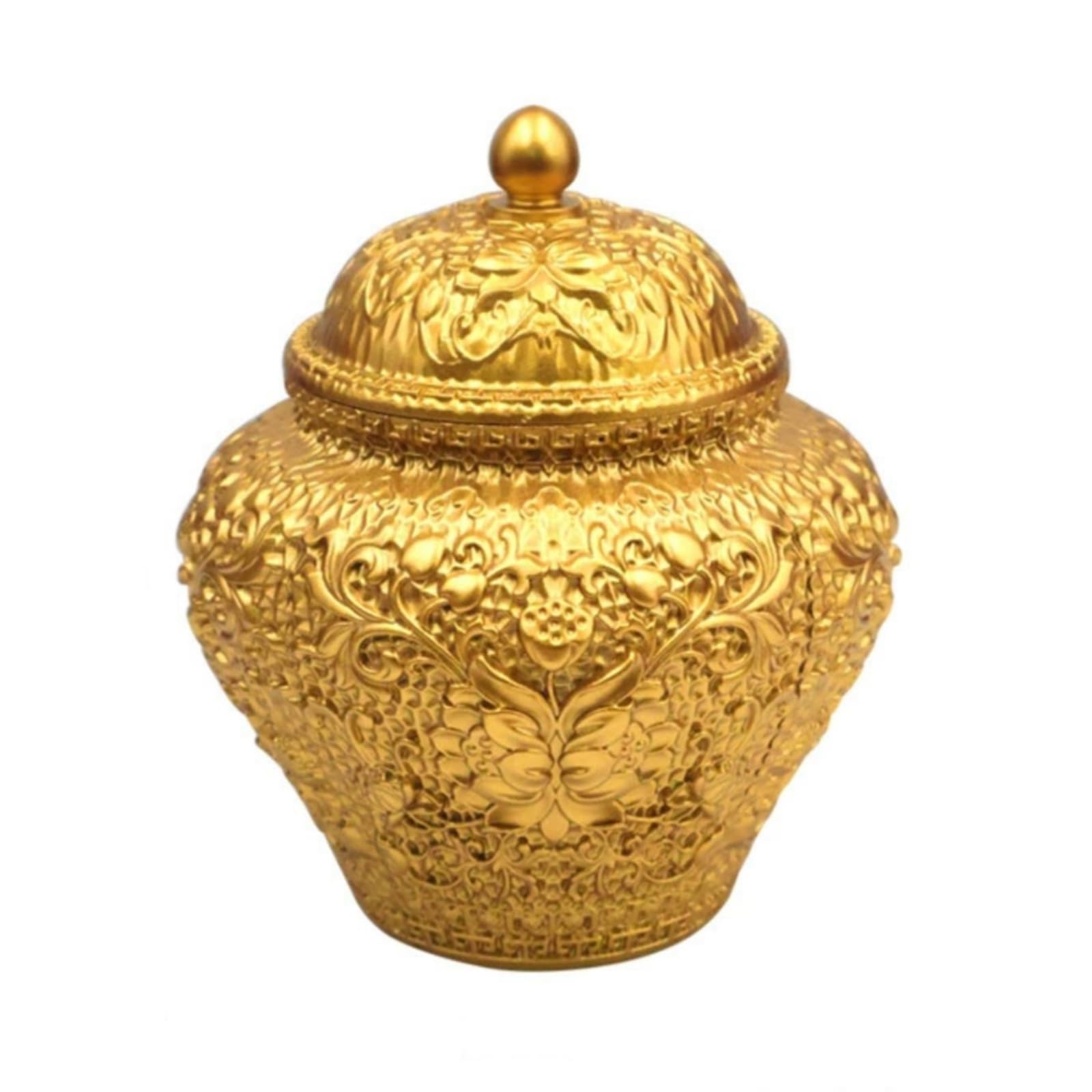 Lata de Té de Latón Contenedor Bote Tarro con Tapa Segura Diseño Clásico en Relieve Estructura Metálica Sólida Mantiene, 12cm X 10cm, style to 2