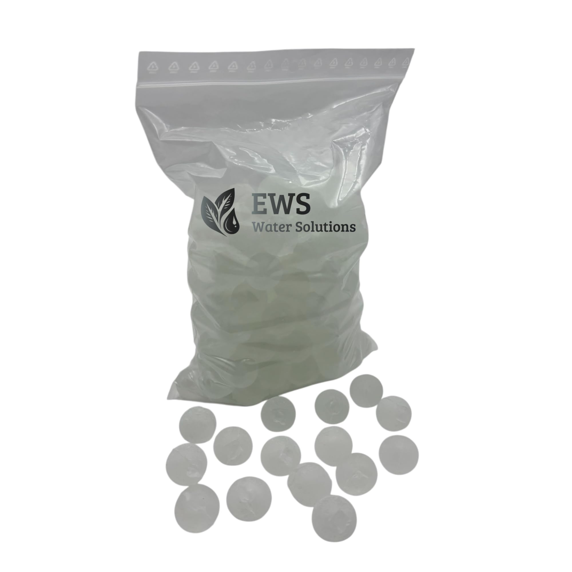 EWS® Ricarica 1 Kg. Polifosfato a Sfere Siliphos (Diametro 2 cm) per Dosatori, Filtri Lavatrice, Lavastoviglie Anticalcare Anticorrosivo | Migliora la Qualità dell'Acqua