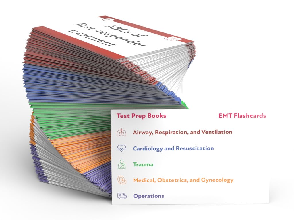 NREMT Exam Flashcards: EMT Flash Cards Study Guide and Practice Questions for the Emergency Medical Technician Exam [Full Color Cards]