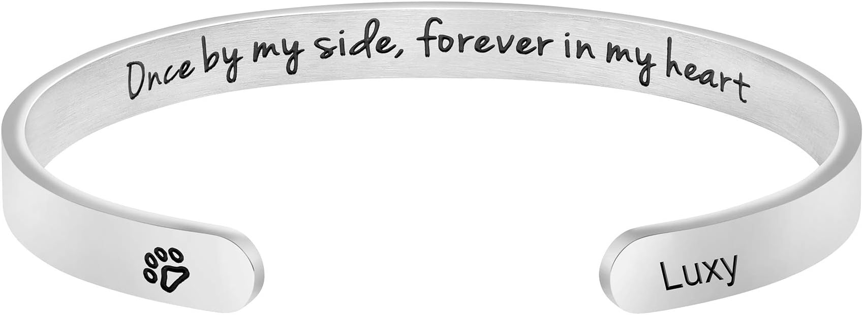 Dog Memorial Cuff Bracelet Remembrance Loss of Pet Jewelry Sympathy Gift Engraved Pets Name
